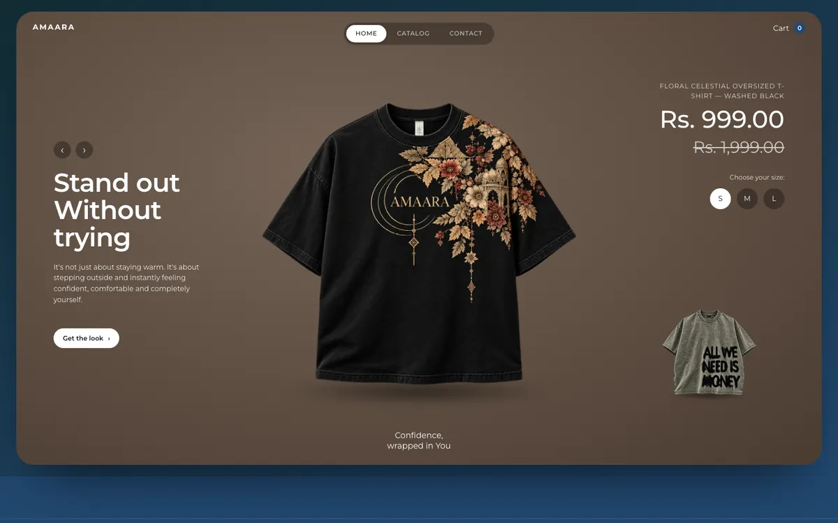 Amaara website on desktop
