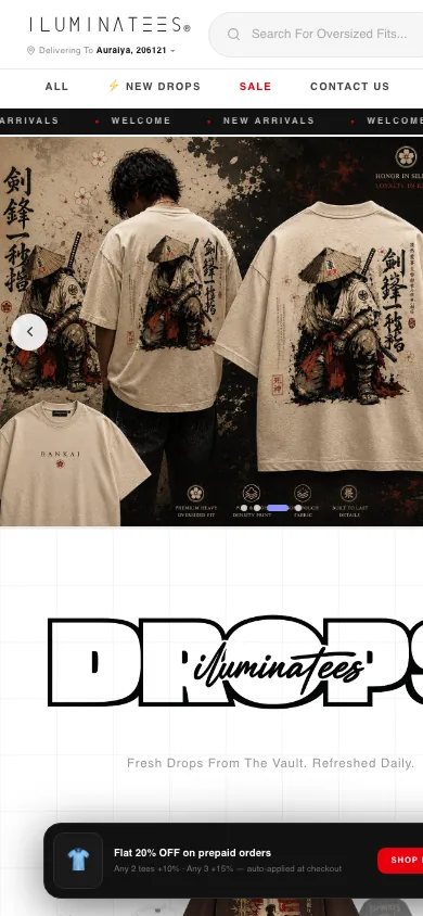Iluminatees website on mobile