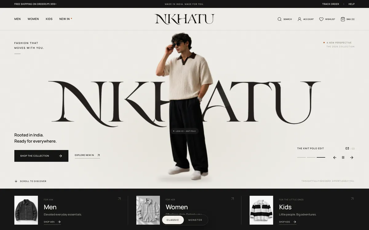 Nikhatu website on desktop