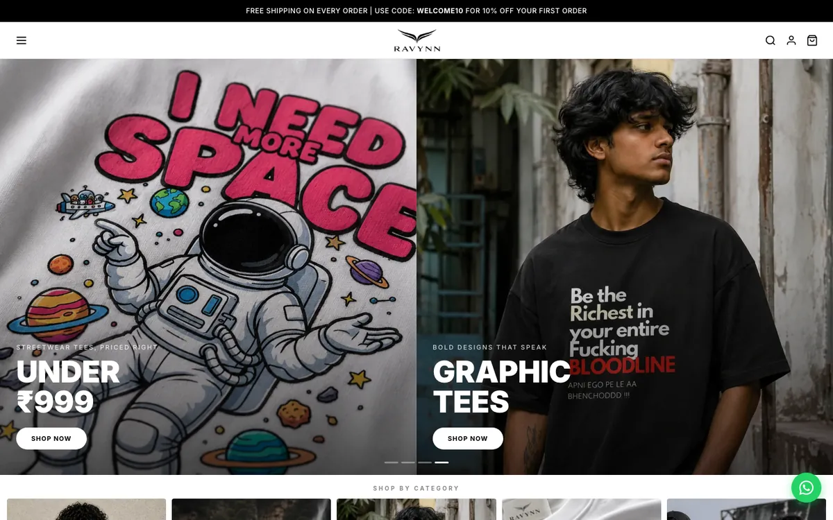 Ravynn website on desktop